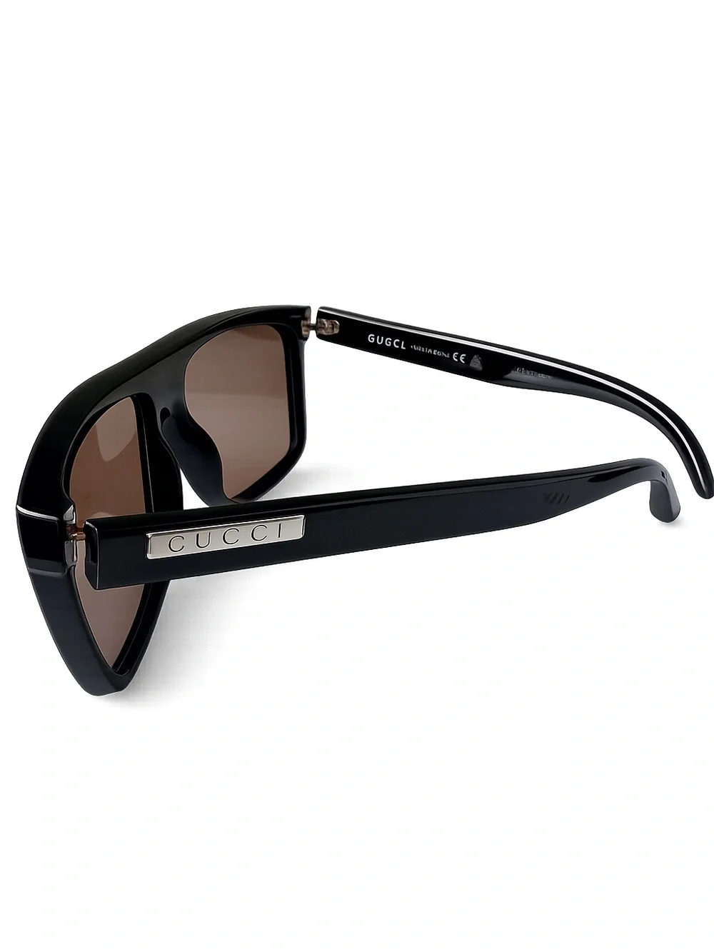 Gucci Black Frame Sunglasses with Brown Lenses
